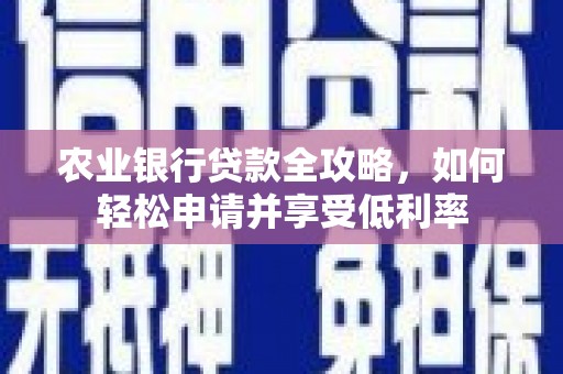 甘泉农业银行贷款全攻略，如何轻松申请并享受低利率