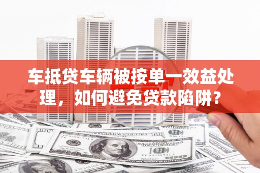 安陆车抵贷车辆被按单一效益处理，如何避免贷款陷阱？