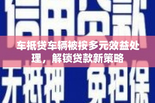 驻马店车抵贷车辆被按多元效益处理，解锁贷款新策略