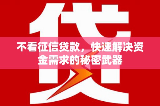 海淀不看征信贷款，快速解决资金需求的秘密武器