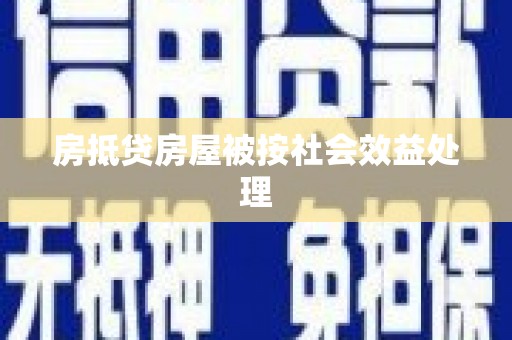 东区房抵贷房屋被按社会效益处理