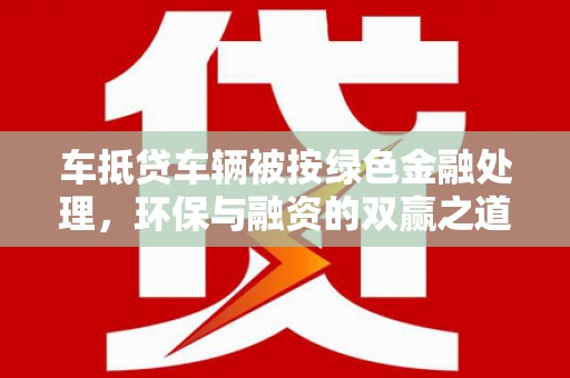 禄丰车抵贷车辆被按绿色金融处理，环保与融资的双赢之道