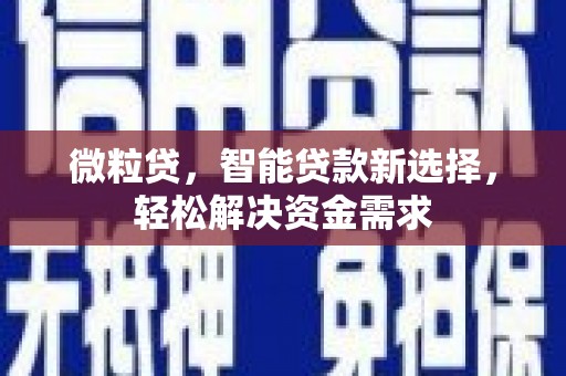蓬溪微粒贷，智能贷款新选择，轻松解决资金需求