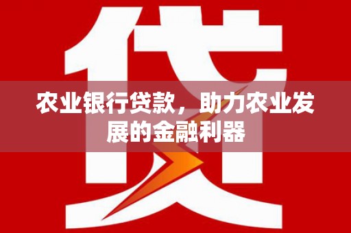 锦州农业银行贷款，助力农业发展的金融利器