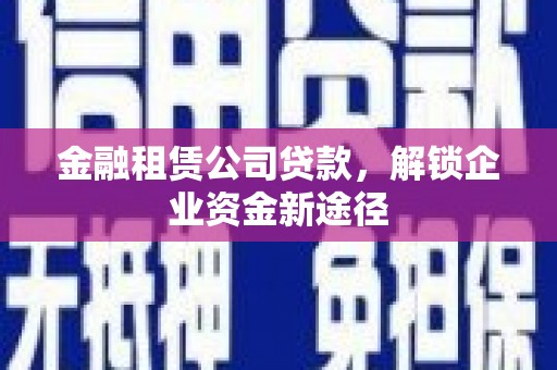 高州金融租赁公司贷款，解锁企业资金新途径