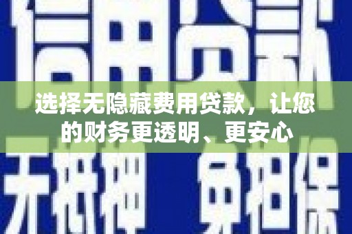 太湖选择无隐藏费用贷款，让您的财务更透明、更安心