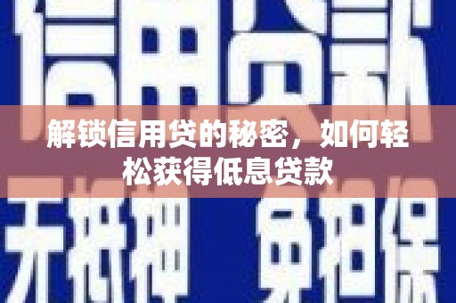 龙里解锁信用贷的秘密，如何轻松获得低息贷款