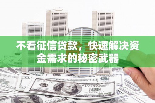 湖里不看征信贷款，快速解决资金需求的秘密武器