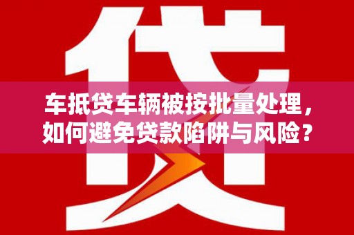城固车抵贷车辆被按批量处理，如何避免贷款陷阱与风险？