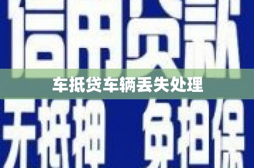 普陀车抵贷车辆丢失处理
